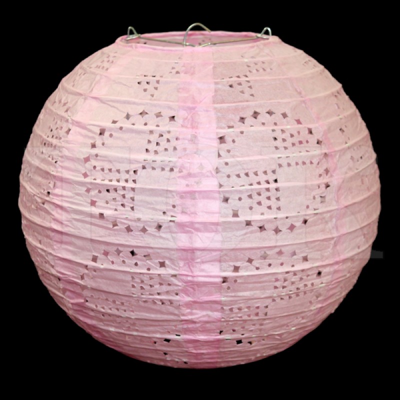 Паперовий ліхтарик із малюнком світло-рожевий 25 см. 0924-27